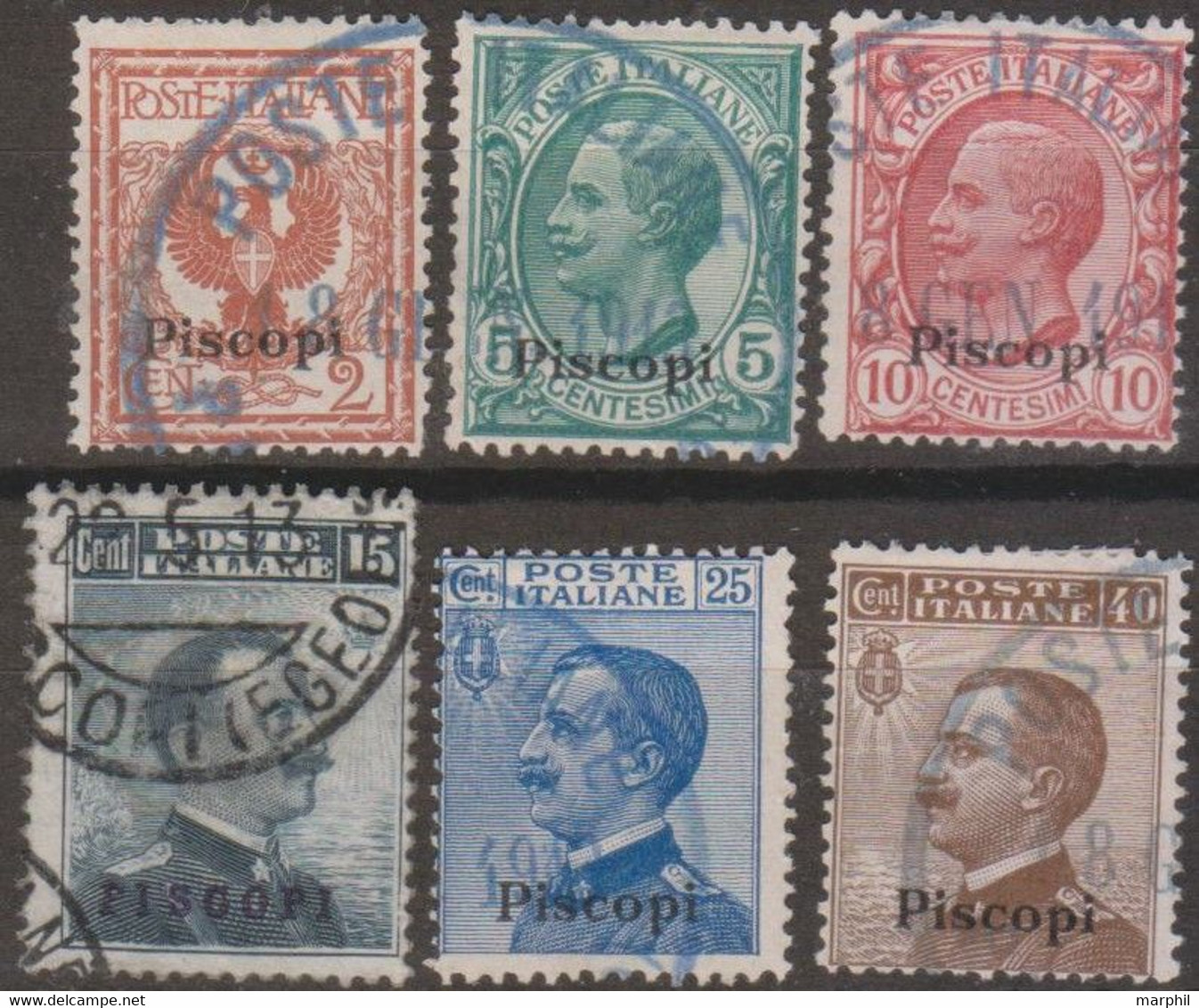 Italia Colonie Egeo Piscopi 1912 SaN°1 Lot 6v (o) Vedere Scansione - Egée (Piscopi)