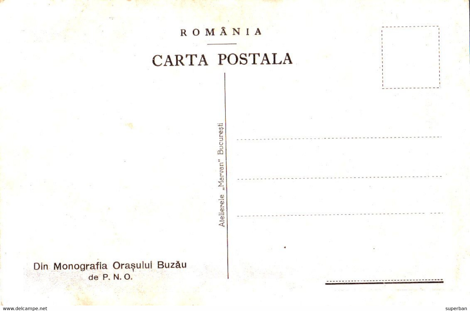 BUZAU : STATUIA Lui NICU CONSTANTINESCU / FOST PRIMAR - ATELIERELE MARVAN / BUCURESTI ~ 1920 - '925 - RRR !!! (ah416) - Roumanie