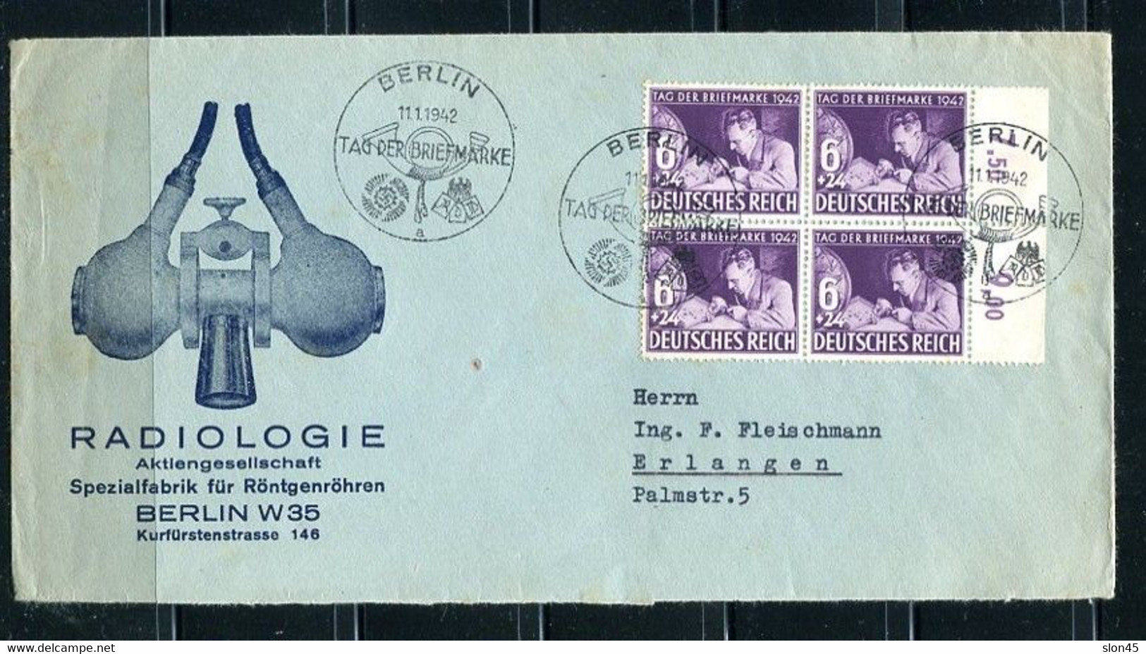 Germany 1942 Cover Block Of 4 Special Cancel Mi 811 10672 - Lettres & Documents