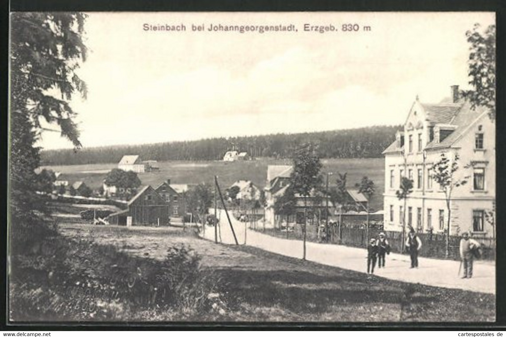 AK Steinbach I. Erzgeb., Passanten Auf Der Strasse Nach Johanngeorgenstadt - Johanngeorgenstadt