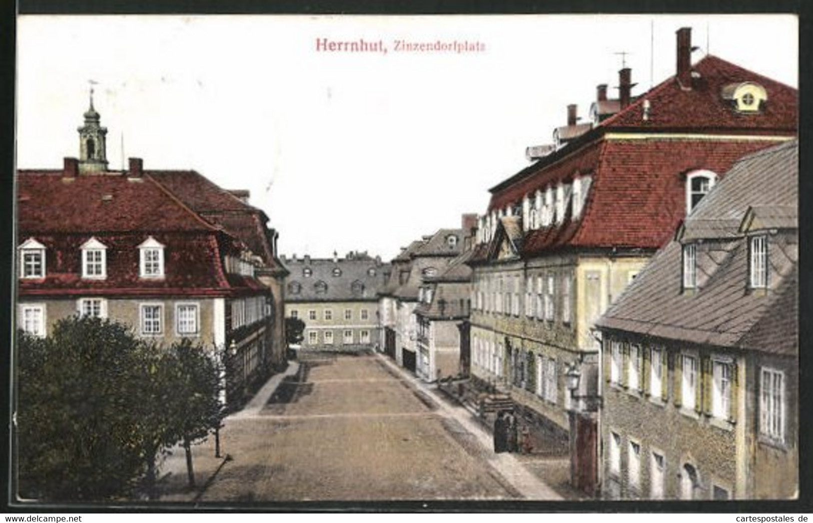 AK Herrnhut I. Sa., Häuser Am Zinzendorfplatz - Herrnhut