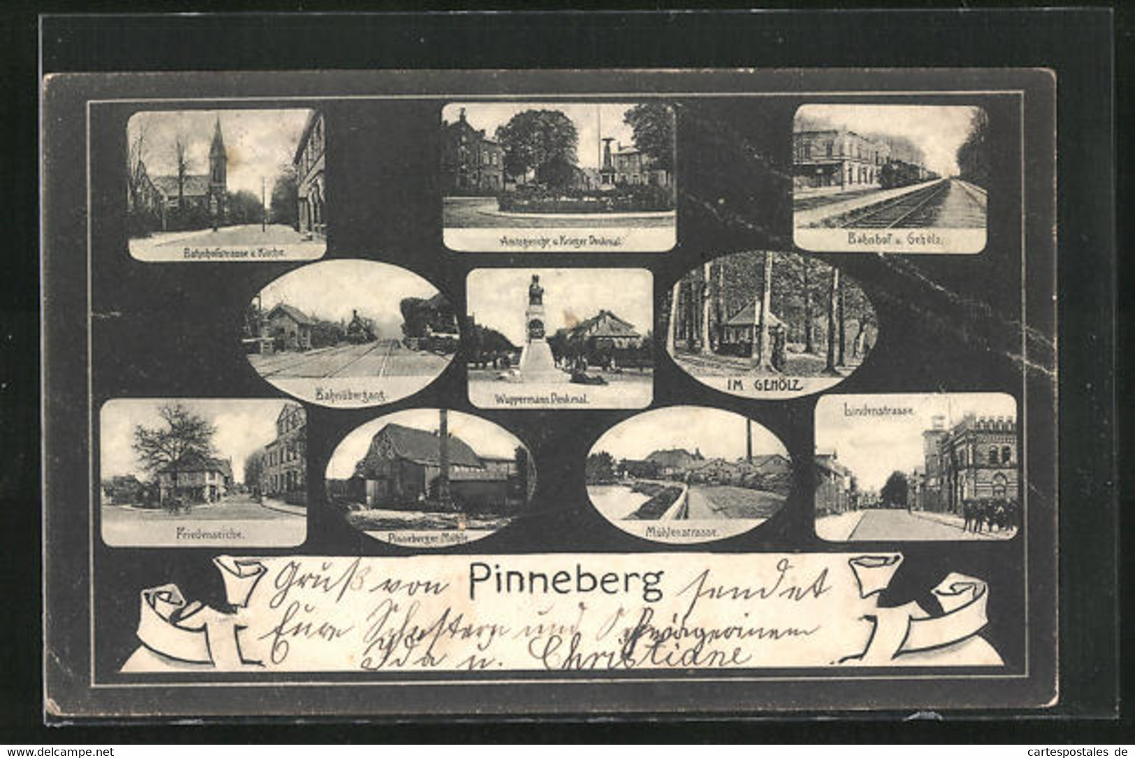 AK Pinneberg, Bahnhof, Lindenstrasse, Mühlenstrasse - Pinneberg