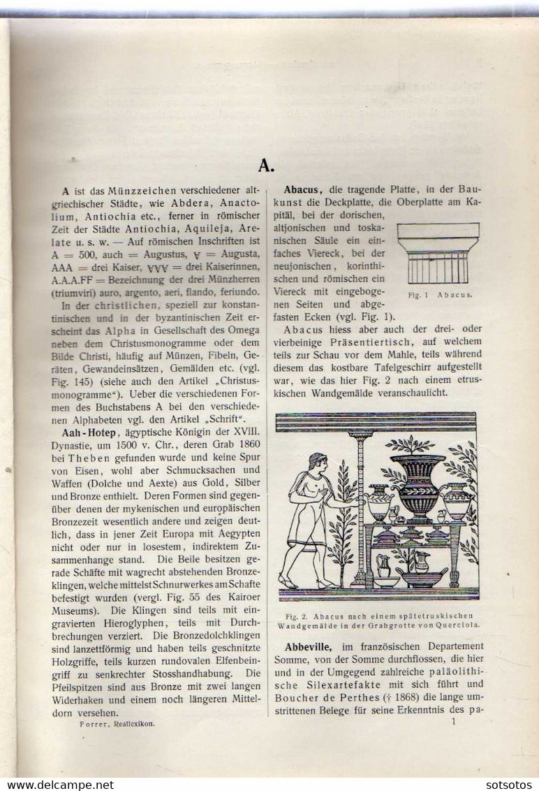 Robert Forrer - Reallexikon Der Prähistorischen, Klassischen Und Frühchristlichen Altertümer - 1907 Archaeology, Art, Hi - 1. Antigüedad