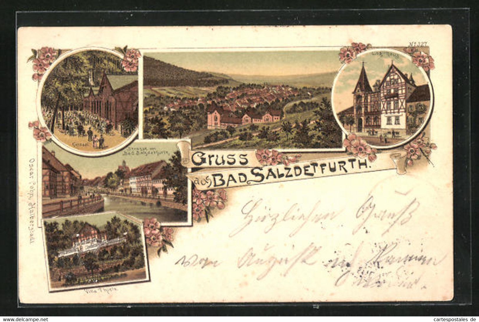 Lithographie Bad Salzdetfurth, Hotel Kurhaus, Villa Thiele, Logierhaus - Bad Salzdetfurth