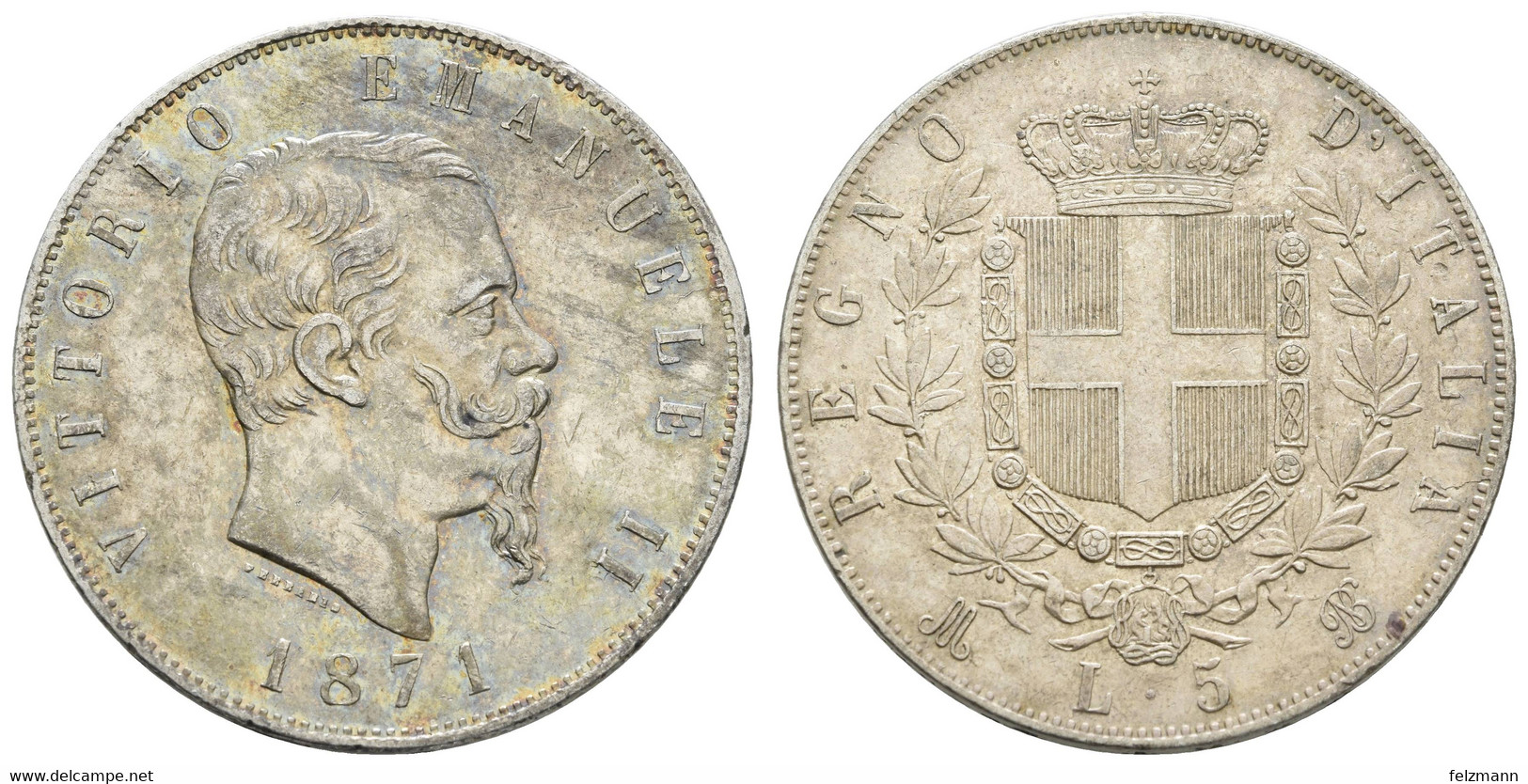 Victor Emanuel II., 1861-1878, 5 Lire, 1871, KM 8.3, Vz - Otros & Sin Clasificación