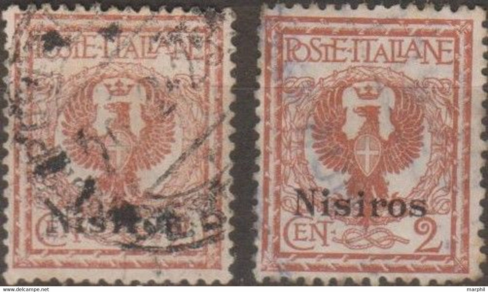 Italia Colonie Egeo Nisiro 1912 SaN°1 Pair (o) Vedere Scansione - Ägäis (Nisiro)