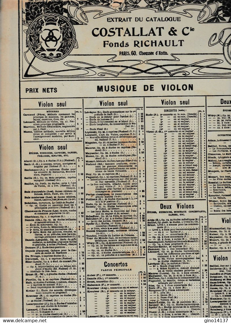 Spartito Charles DANCLA - Ecole Du Mécanisme Pour Violon - COSTALLAT Ed. PARIS - Opéra