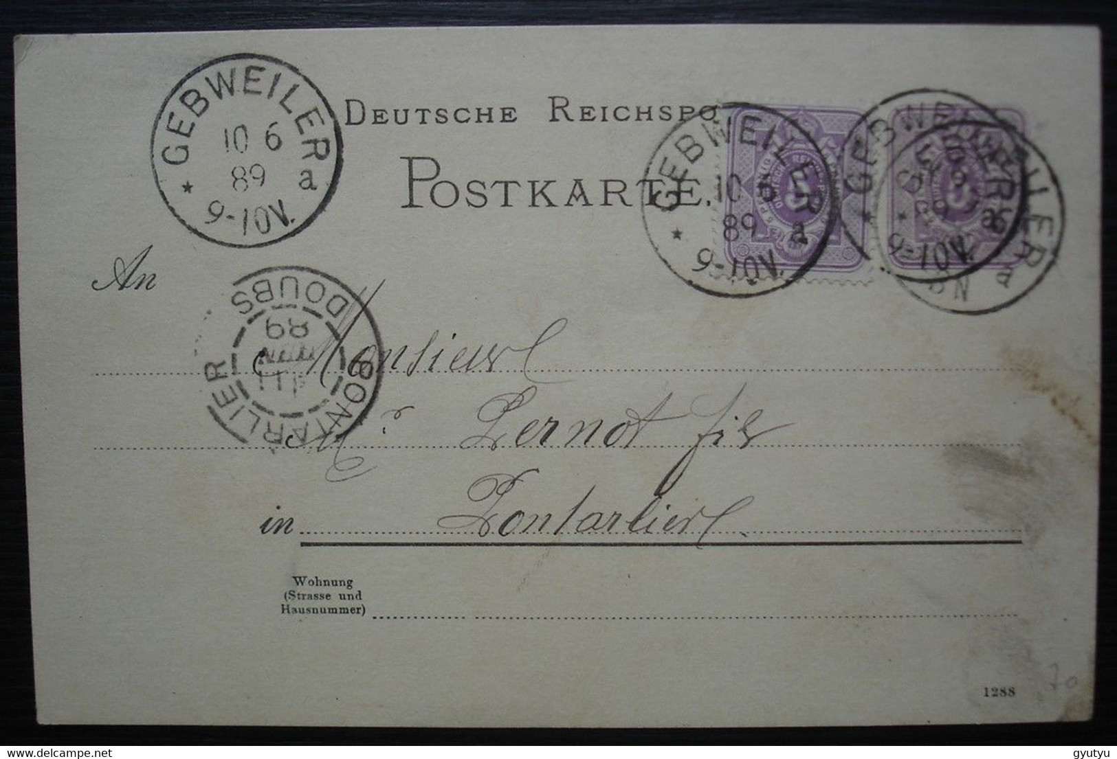 Gebweiler 1889 Alsace Guebwiller Carte Pour Pontarlier, Commande D'une Bonbonne D'absinthe à Pernot Par L'adjoint Haller - Brieven En Documenten