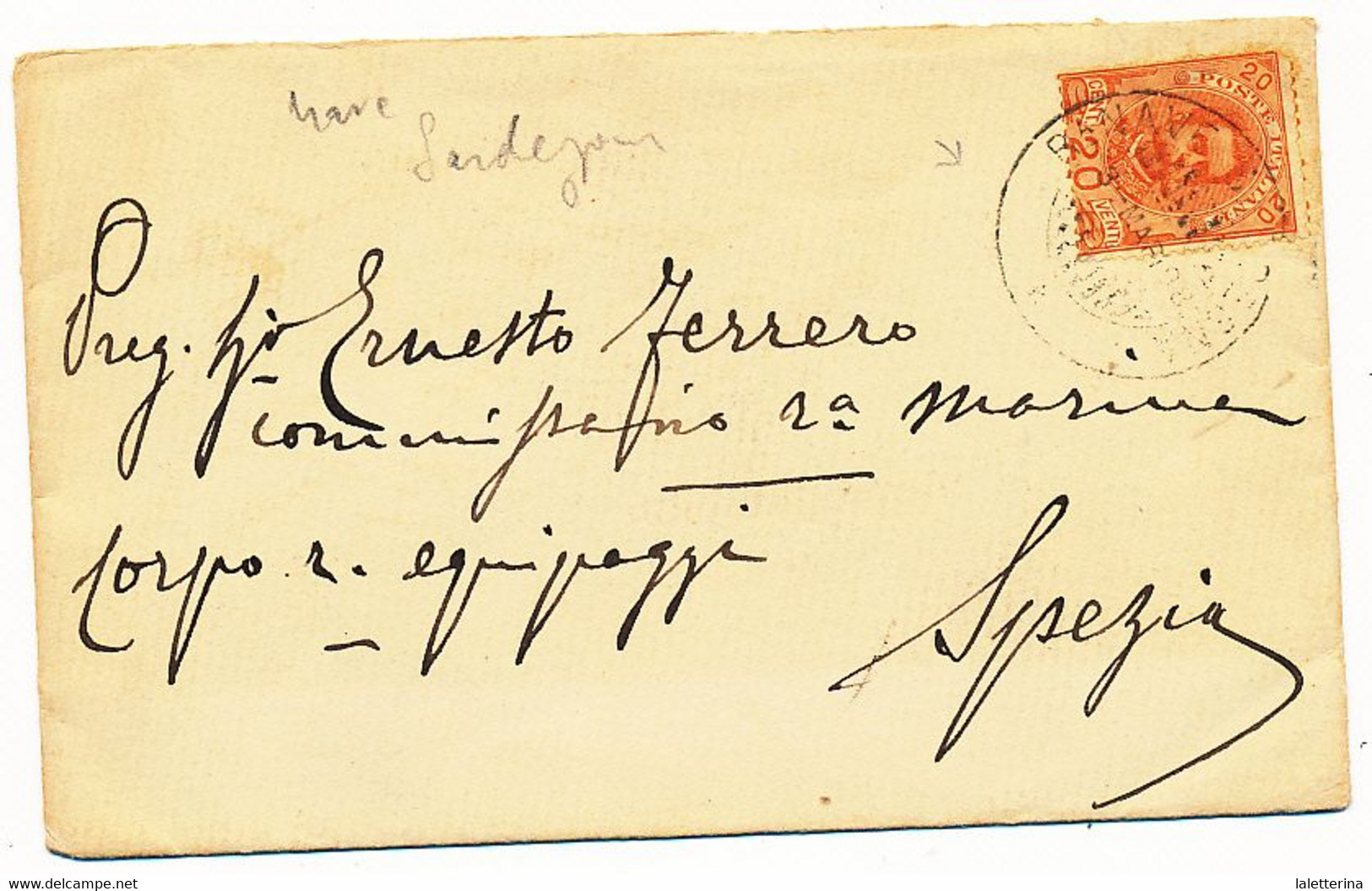 1898 R NAVE SARDEGNA DC SU LETTERA INTESTATA - Marcophilia