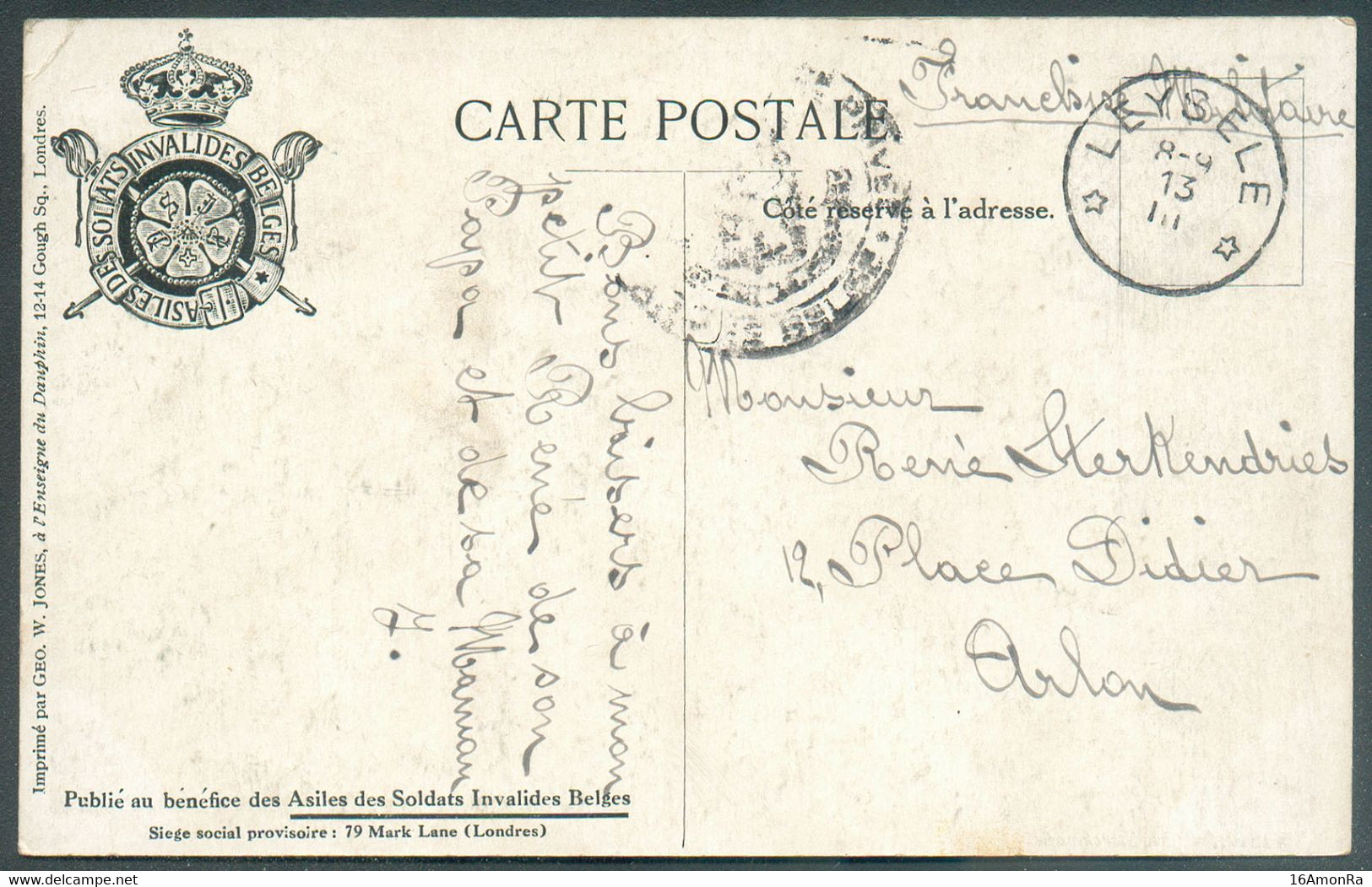 C.P. En S.M. De (cachet Relais) LEYSELE * Du 13-III-1918 Vers Arlon.  TB   - 18187 - Zona Non Occupata