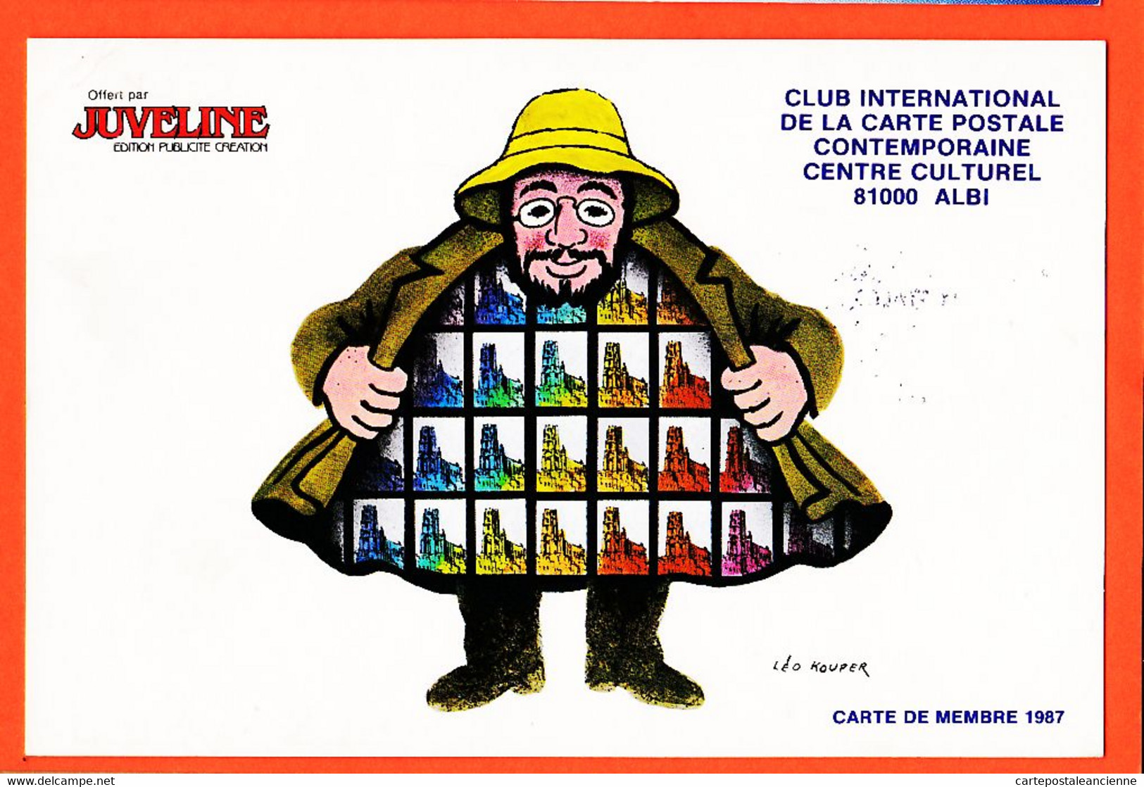 VaK126 ⭐ ALBI Tarn Dessin Léo KOUPER  Carte De Membre 1987 Club International Carte Postale Contemporaine - Albi