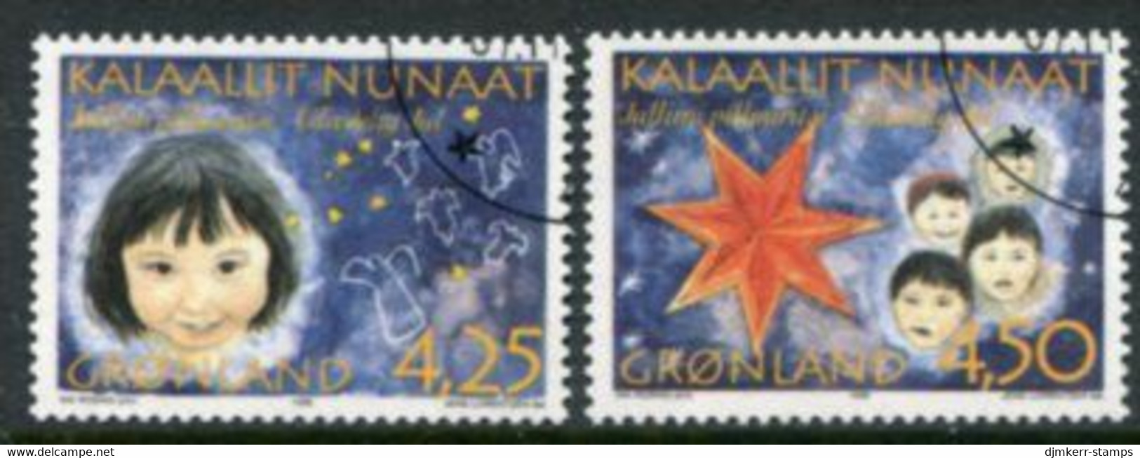 GREENLAND 1996 Christmas Fluorescent Paper Used  Michel 297y-98y - Used Stamps