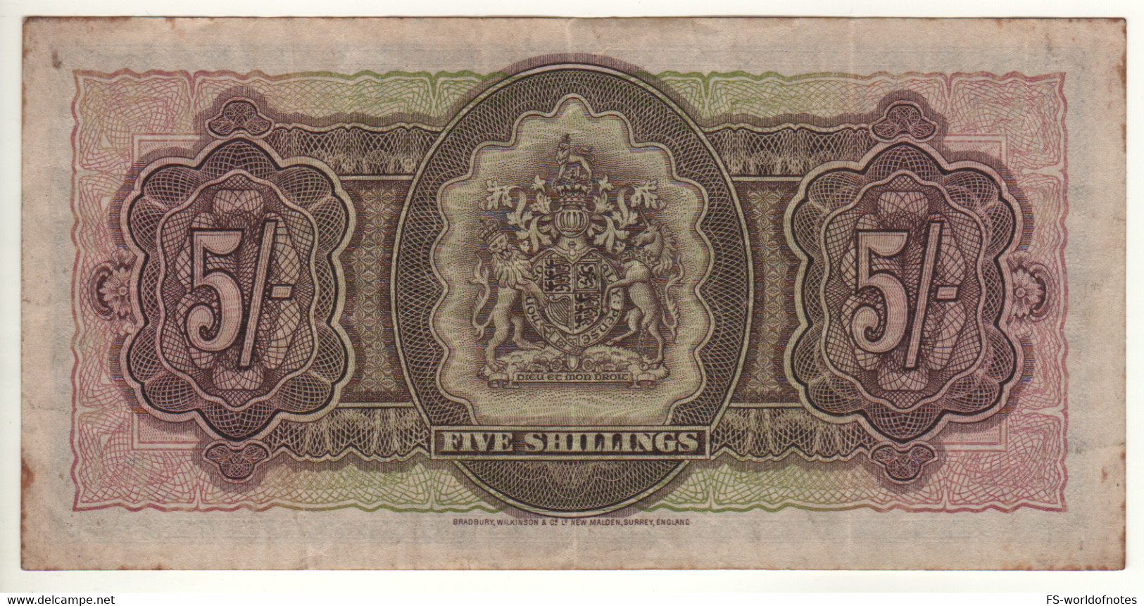 BERMUDA   5  Shillings      P18a      Queen Elizabeth II - Hamilton Harbour    Dated 20th  October 1952 - Bermudes