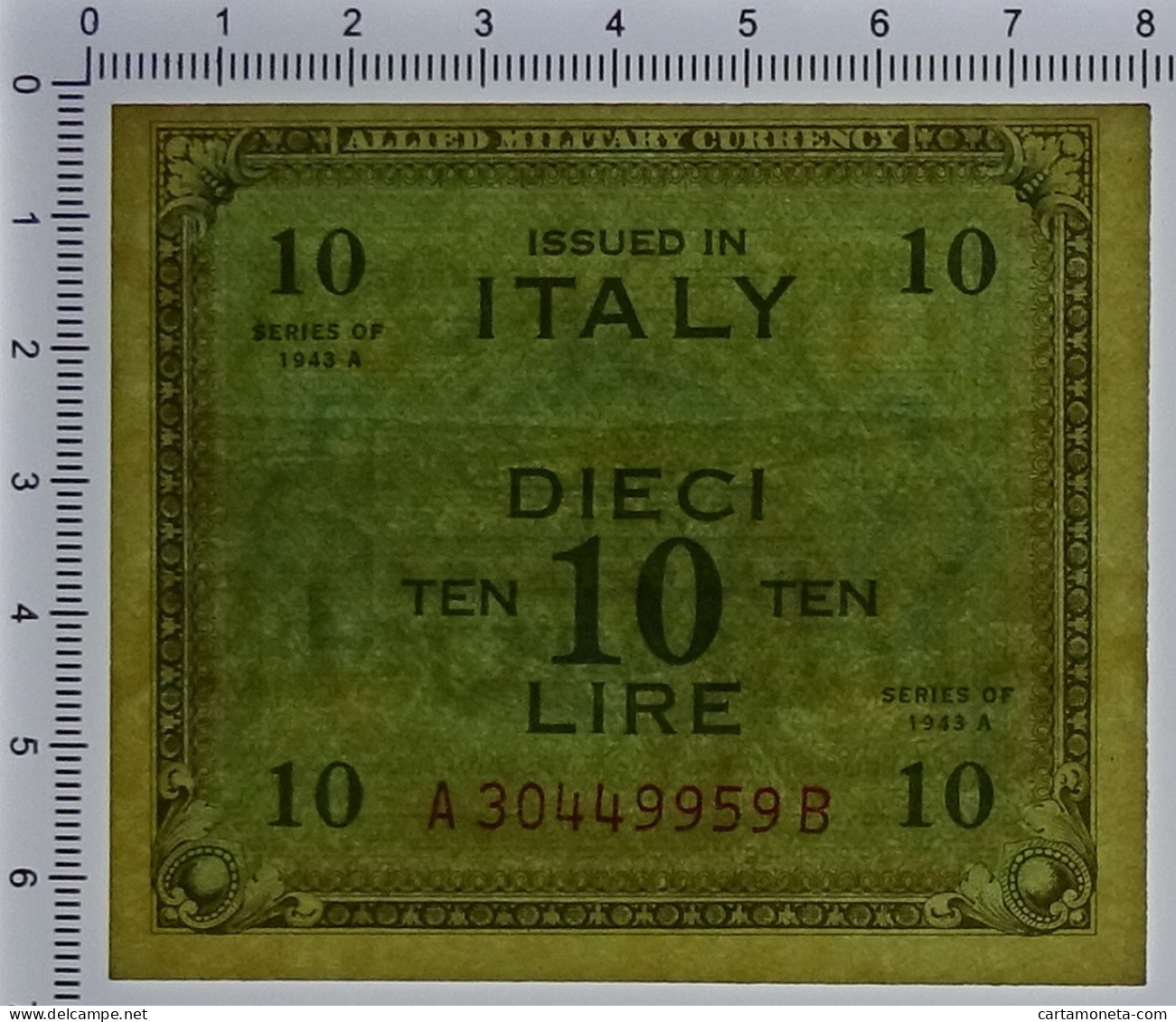 10 LIRE OCCUPAZIONE AMERICANA IN ITALIA BILINGUE FLC A-B 1943 A QFDS - 2. WK - Alliierte Besatzung