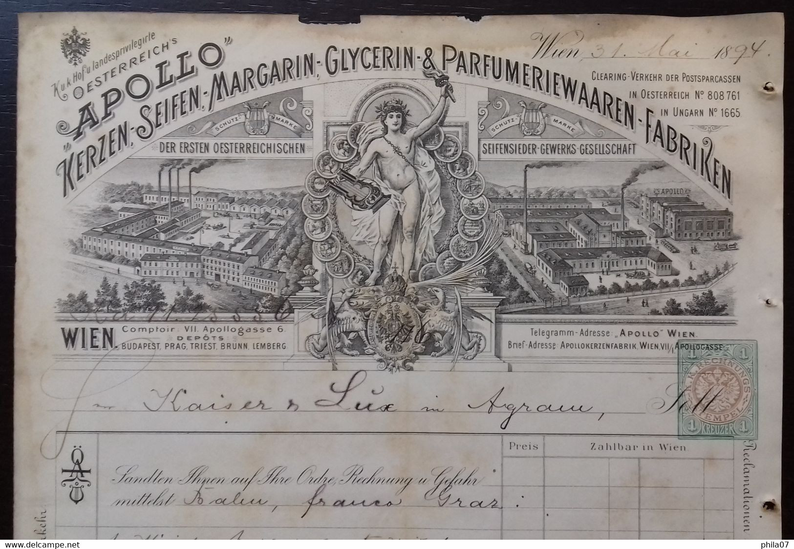 Perfumery Factory, Austria - Apollo - Kerzen-Seifen-Margarin-Glycerin & Parfumeriewaaren-Fabriken, 1894 - Other & Unclassified