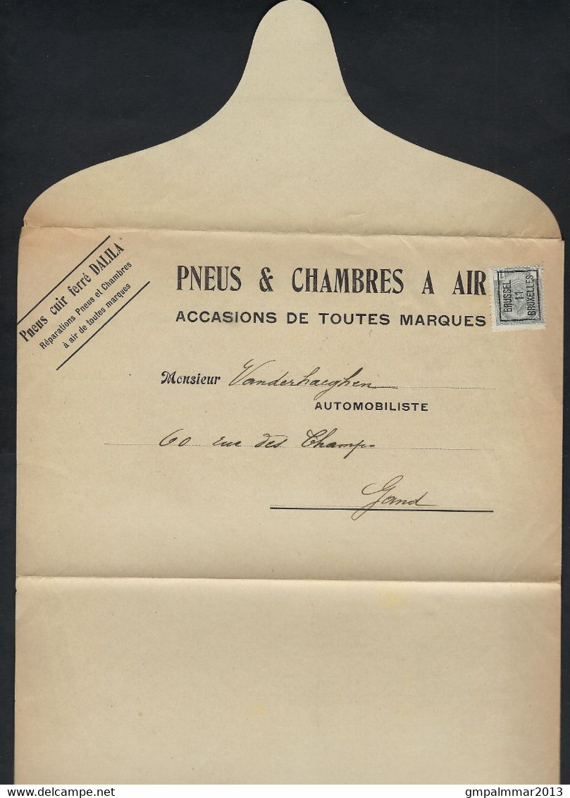 Prijslijst Van PNEUS & CHAMBRES A AIR Verzonden Te BRUSSEL Met Nr. 81 TYPO Nr. 17B ; Staat Zie 2 Scans ! LOT 347 - Typos 1906-12 (Wappen)