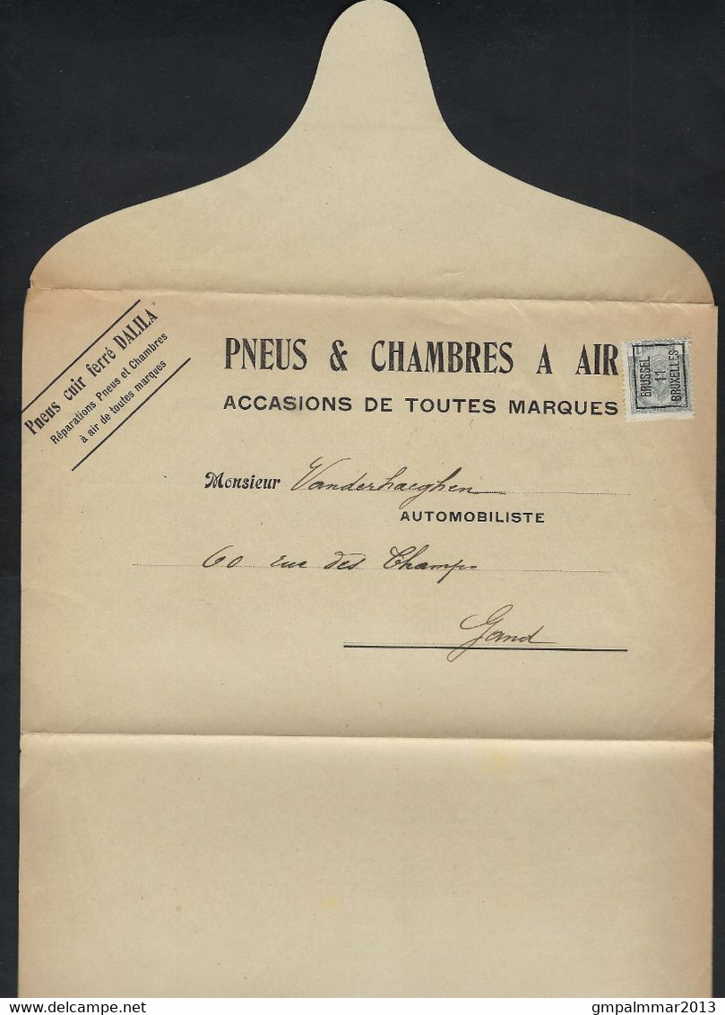 Prijslijst Van PNEUS & CHAMBRES A AIR Verzonden Te BRUSSEL Met Nr. 81 TYPO Nr. 17B ; Staat Zie 2 Scans ! LOT 347 - Typografisch 1906-12 (Wapenschild)