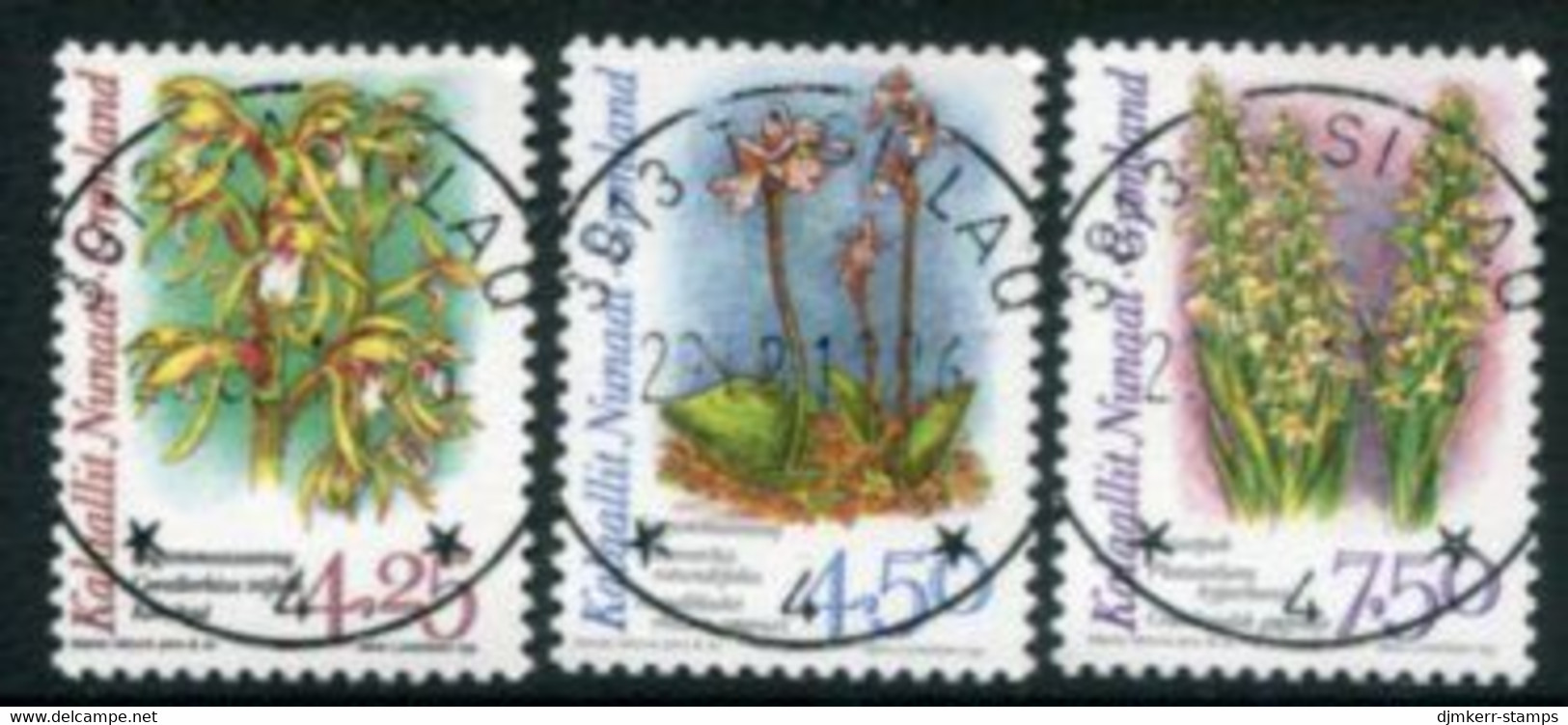 GREENLAND 1996 Arctic Orchids II Fluorescent Paper Used Michel 284y-86y - Used Stamps