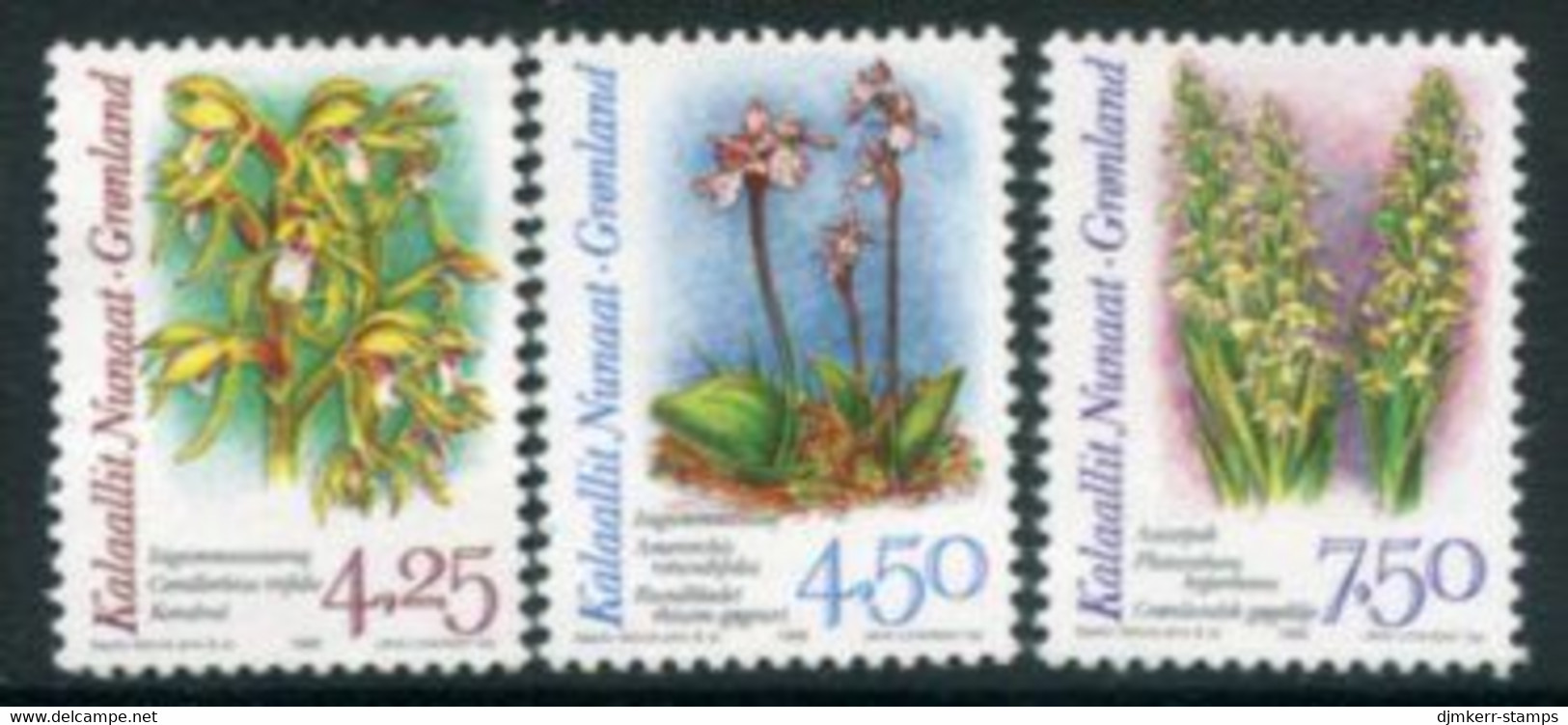 GREENLAND 1996 Arctic Orchids II Ordinary Paper MNH / ** Michel 284x-86x - Unused Stamps