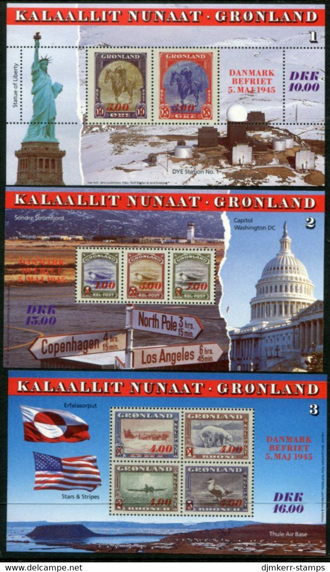 GREENLAND 1995 50th Anniversary Of Liberation Blocks MNH / **. Michel Blocks 6-8 - Unused Stamps