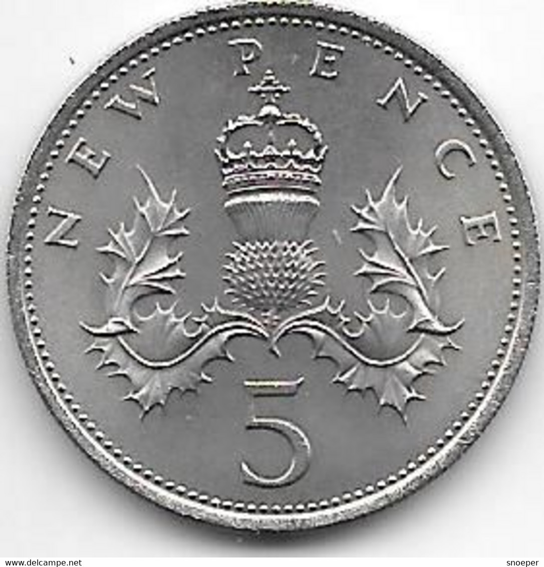 *great Britain 5 Pence 1968  Km 911   Unc/ms63 - 5 Pence & 5 New Pence