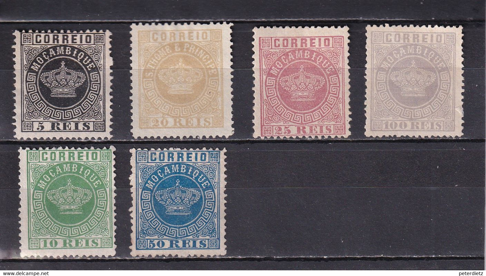 MOZAMBIQUE MOSAMBIK 1876/1881 CROWN TYPE LOT Ex Mi 1-14 UNUSED NO GUM/ (*) OHNE GUMMI - Mosambik