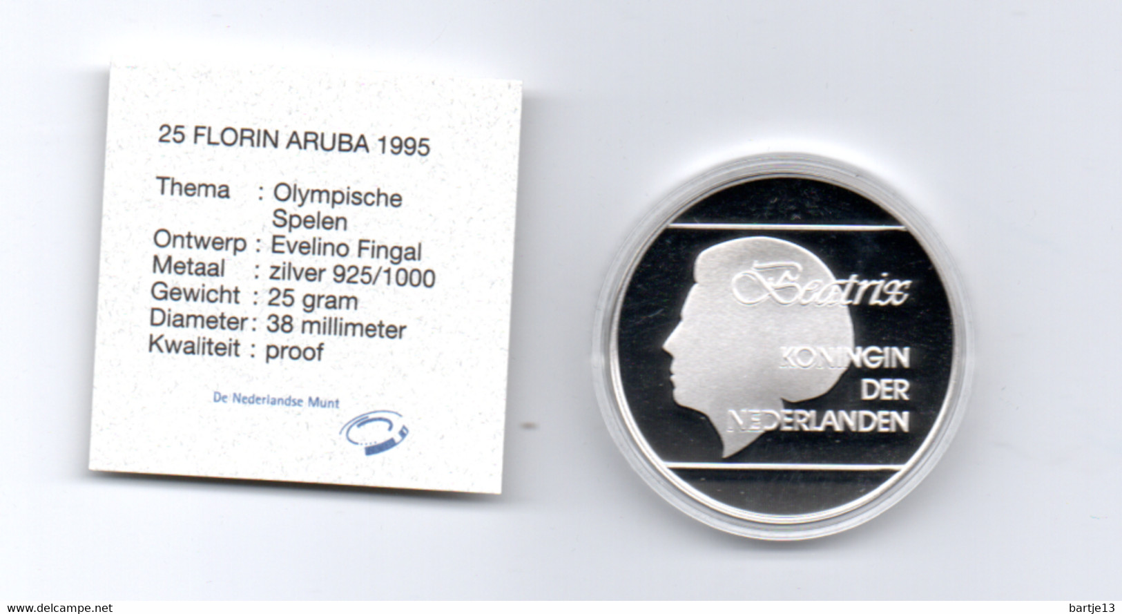 ARUBA 25 FLORIN 1995 ZILVER PROOF OLYMPISCHE SPELEN 1996 WIELRENNER - Autres – Amérique