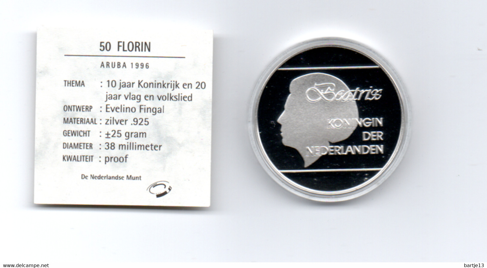 ARUBA 50 FLORIN 1996 ZILVER PROOF 10 JAAR KONINKRIJK EN 20 JAAR VLAG EN VOLKSLIED - Sonstige – Amerika