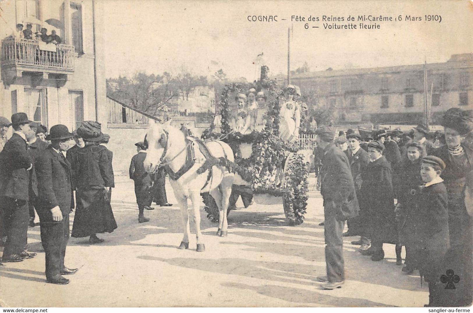 CPA 16 COGNAC FETE DES REINES DE MI CAREME 1910 VOITURETTE FLEURIE - Cognac