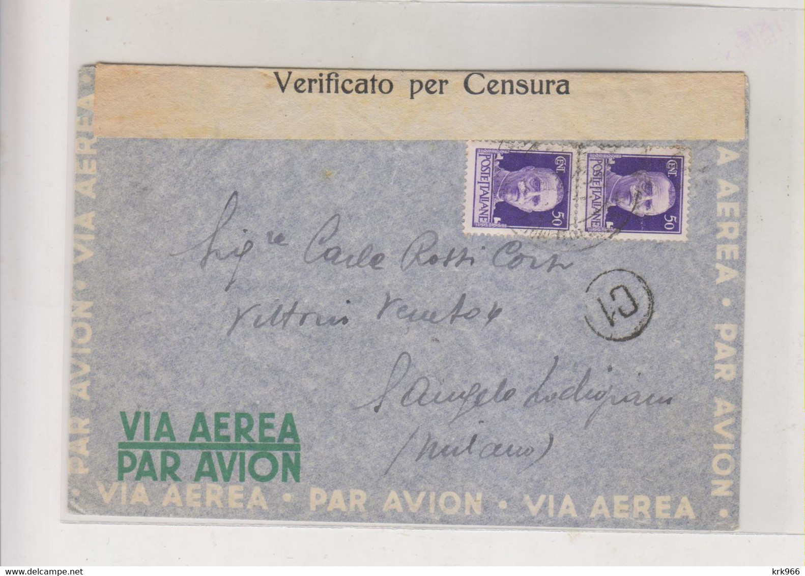 ITALY 1943 MILITARY POST PM 550 Censored Airmail Cover - Poste Aérienne