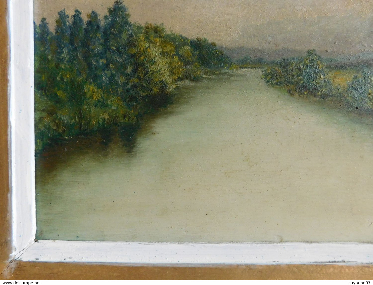 R. DUBÈS (XXème) Huile Sur Panneau "Paysage De Rivière Et Montagne " Encadrée - Olii