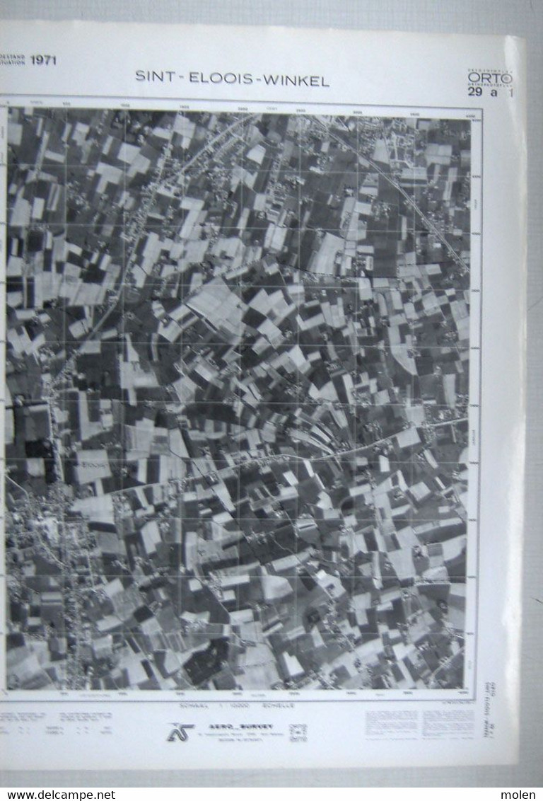 SINT-ELOOIS-WINKEL LEDEGEM In 1971 GROTE LUCHT-FOTO 63x48cm KAART ORTO PLAN 1/10.000 CARTOGRAPHIE PHOTO AERIENNE R244 - Ledegem