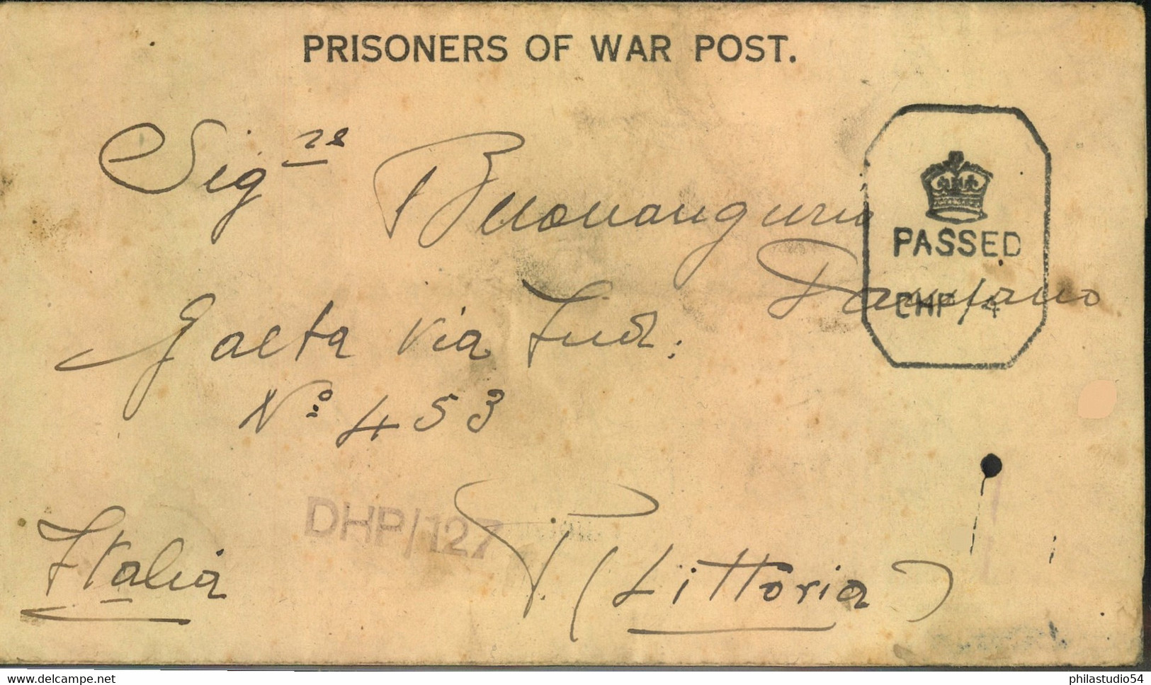 1944, Letter From Italian POW In India Via G.P.O. Bonbay And Italian Information Bureau In Melbourne, Austarlia To Italy - Sin Clasificación