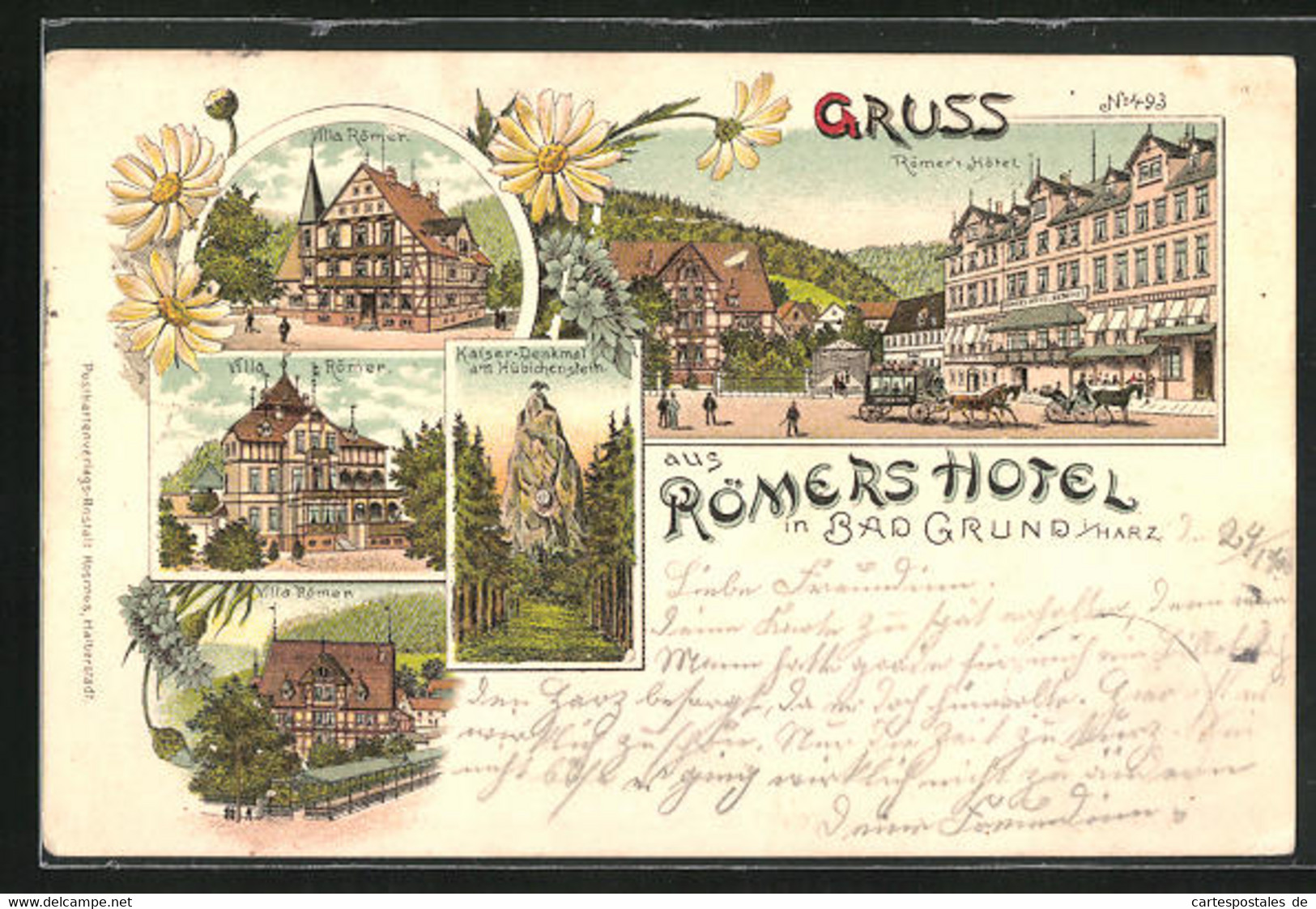 Lithographie Bad Grund / Harz, Römer`s Hotel, Villa Römer - Bad Grund