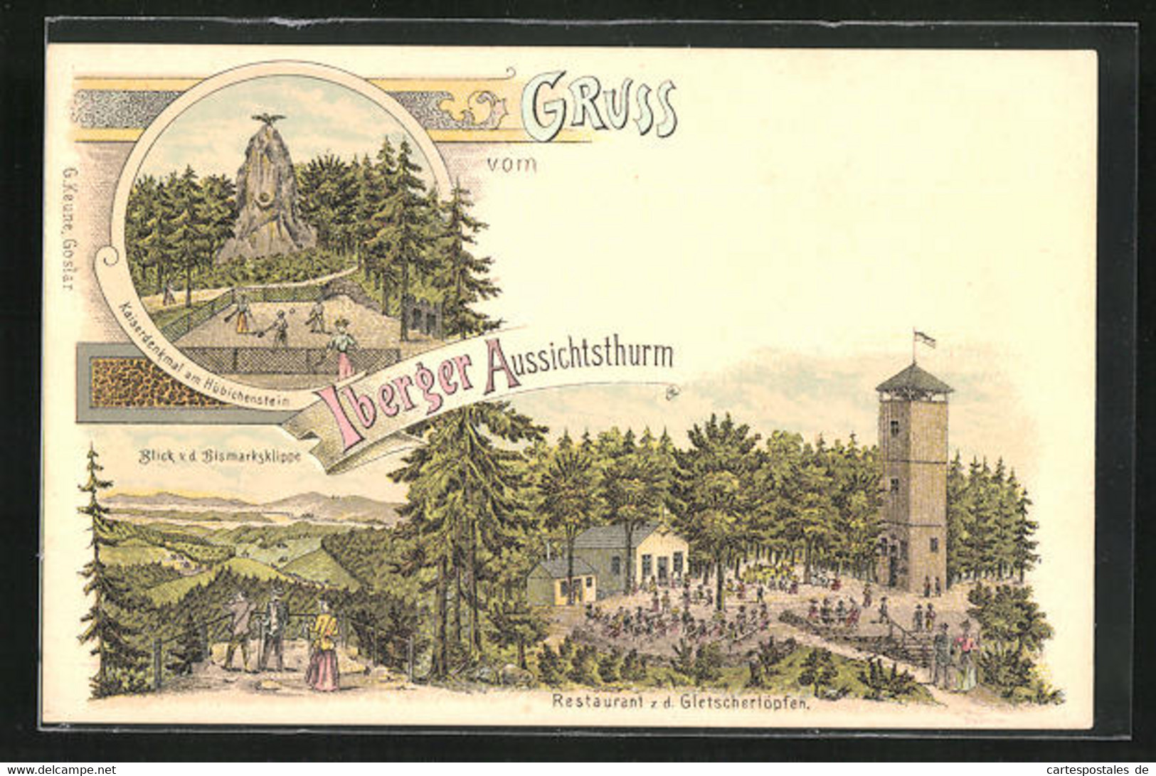 Lithographie Bad Grund, Restaurant Z. D. Gletschertöpfen Am Iberger Aussichtsturm - Bad Grund