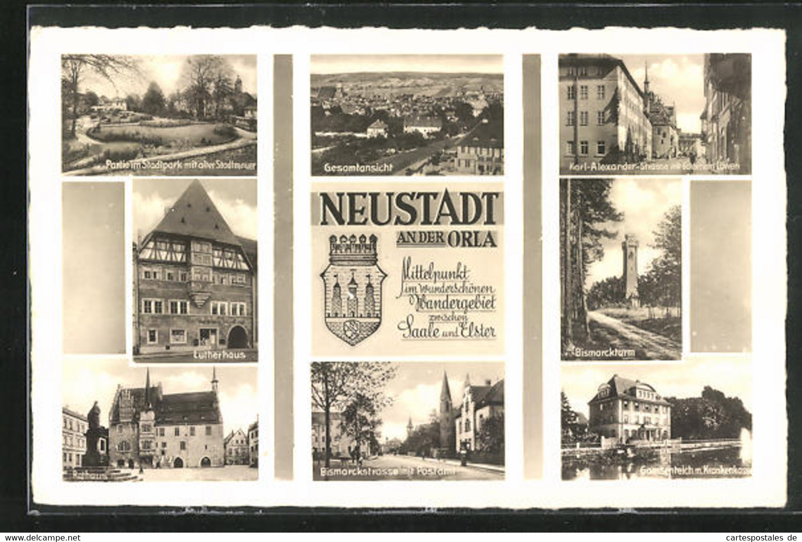 AK Neustadt A. D. Orla, Lutherhaus, Bismarkturm Und Rathaus - Neustadt / Orla