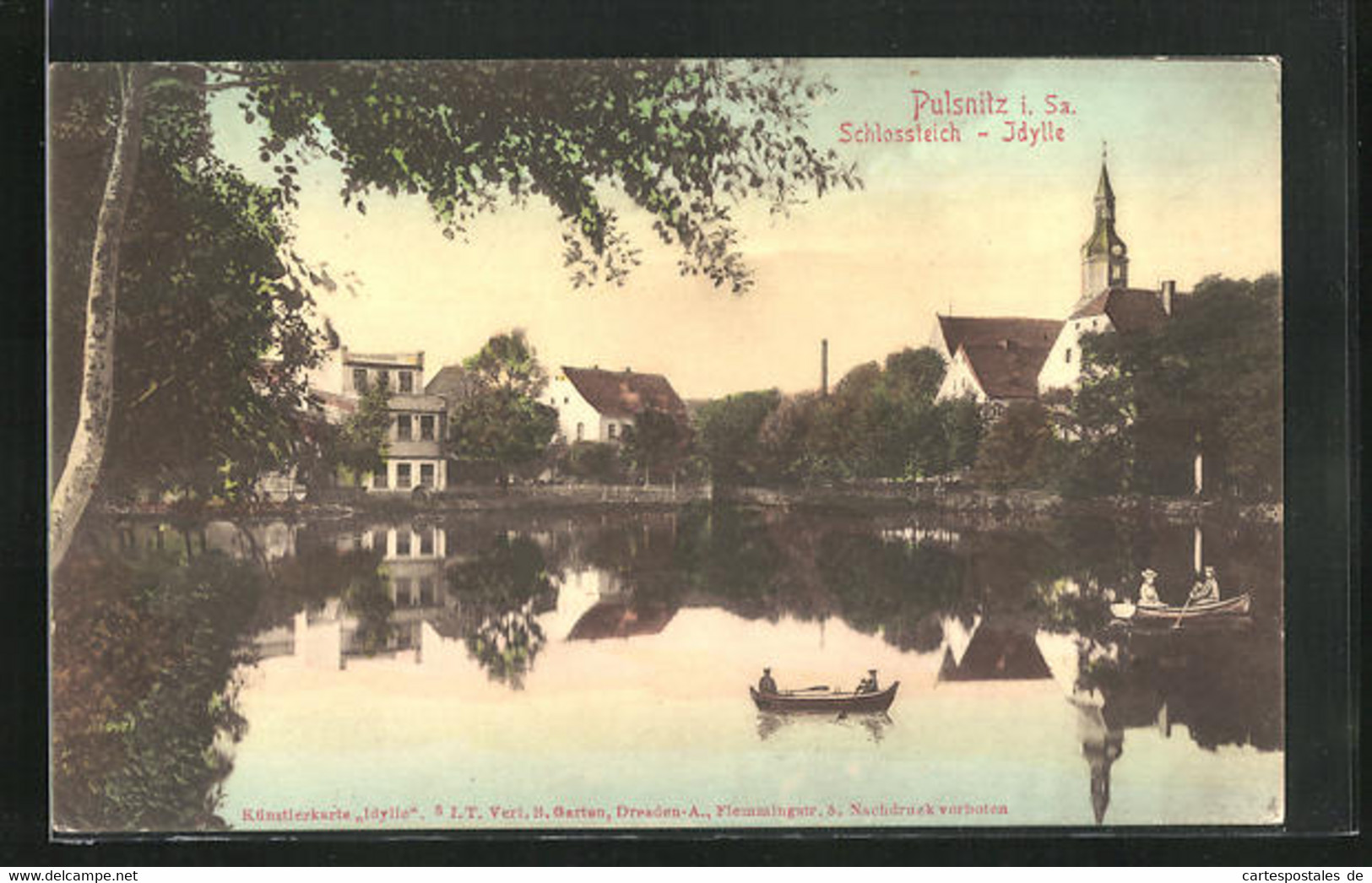 AK Pulsnitz I. Sa., Schlossteich Gegen Kirche - Pulsnitz