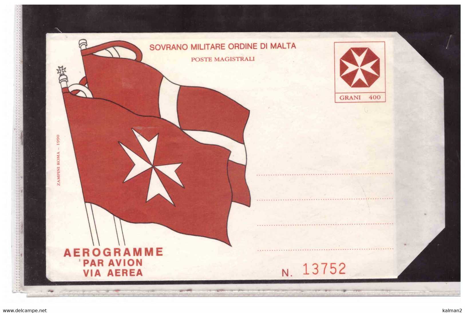 TEM13865  -   SOVRAMO MILITARE ORDINE DI MALTA  -  AEROGRAMMA NUOCO CAT.FILAGRANO Nr. MN2 - Malte (Ordre De)