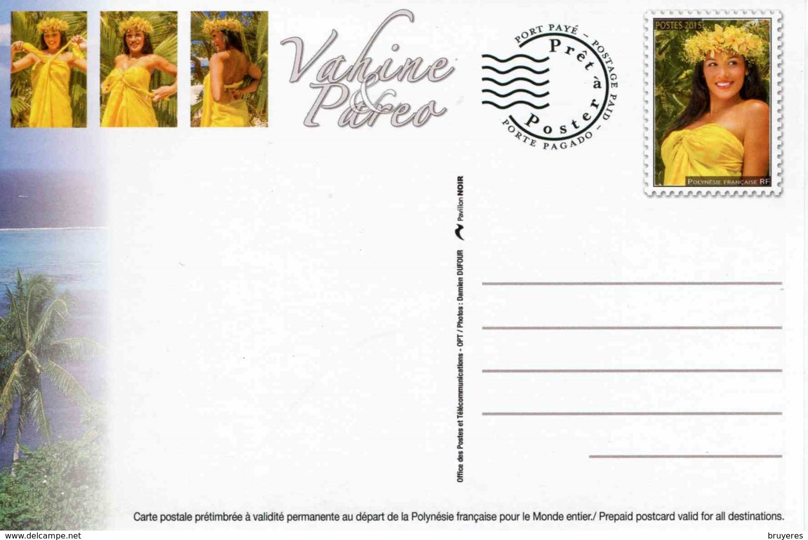 Entier Postal De 2015 Sur CP Avec Timbre Et Illust. "Vahine Pareo" - Postal Stationery