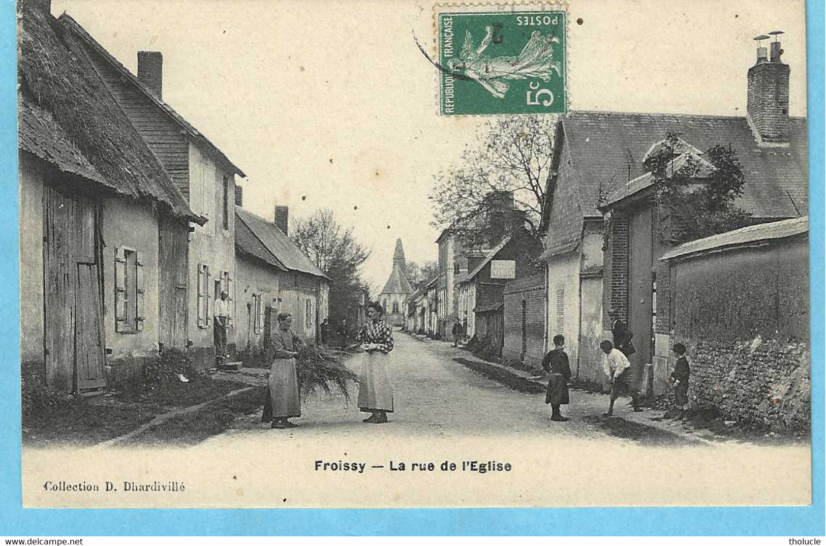 Froissy (Breteuil-Oise)-+/-1910-Rue De L'Eglise-Travail Des Femmes-Enfants-Pub.Chocolat Menier-Collection D.Dhardivillé - Froissy