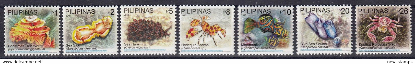 Philippines 2010 Fauna Marine Life 7v (1, 2, 5, 8, 10, 20, 26) MNH - Mundo Aquatico