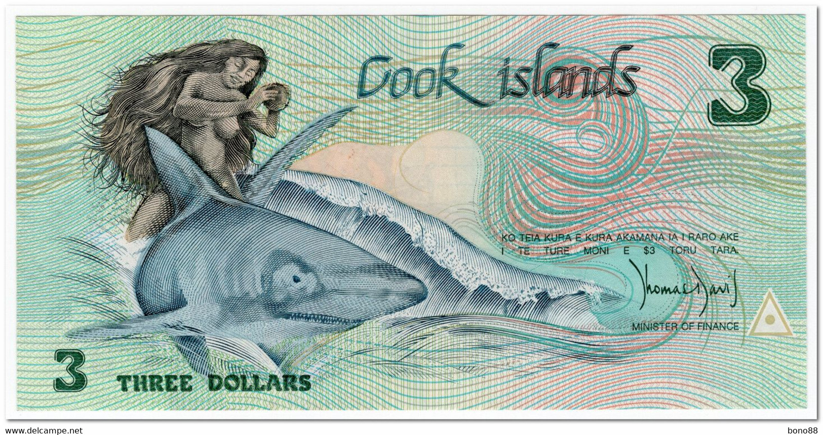 COOK ISLANDS,3 DOLLARS,1987,P.3,AU-UNC,RARE - Otros – Oceanía