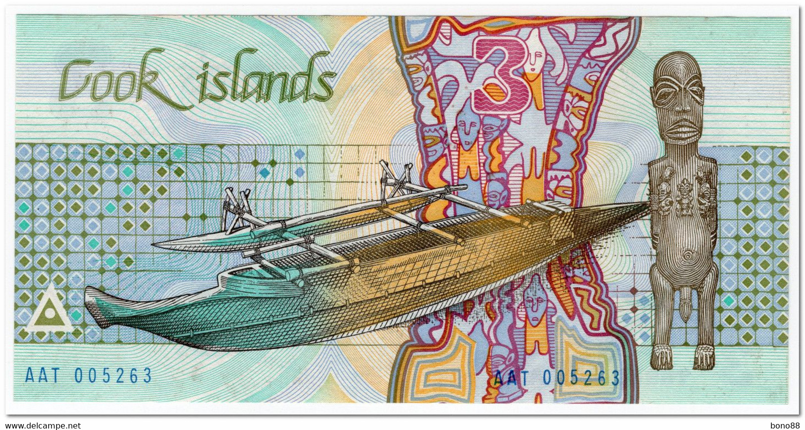 COOK ISLANDS,3 DOLLARS,1987,P.3,AU-UNC,RARE - Otros – Oceanía