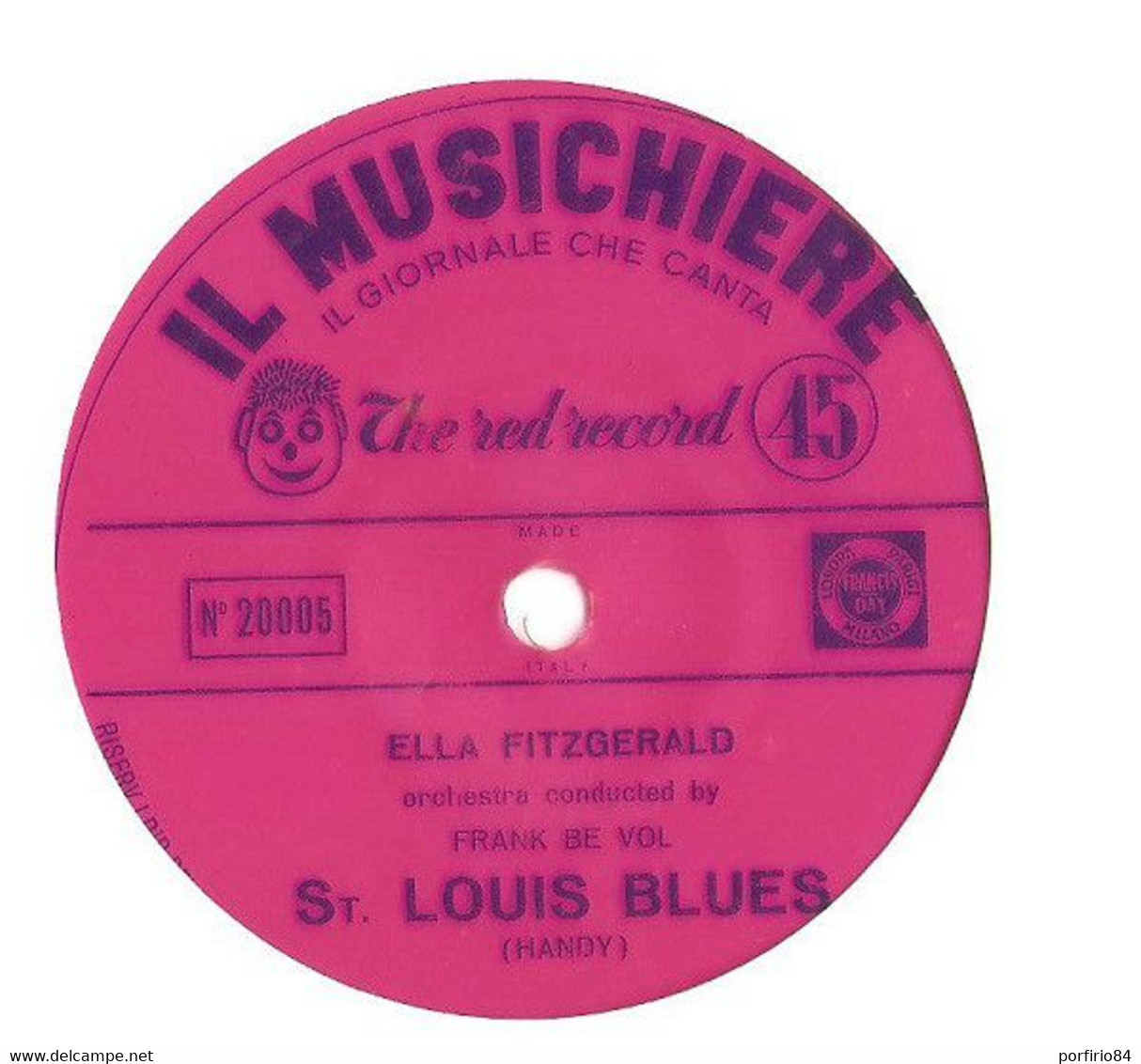 ELLA FITZGERALD RARO 45 Giri 7' FLEXI ROSA 1959 St. LOUIS BLUES - Soul - R&B