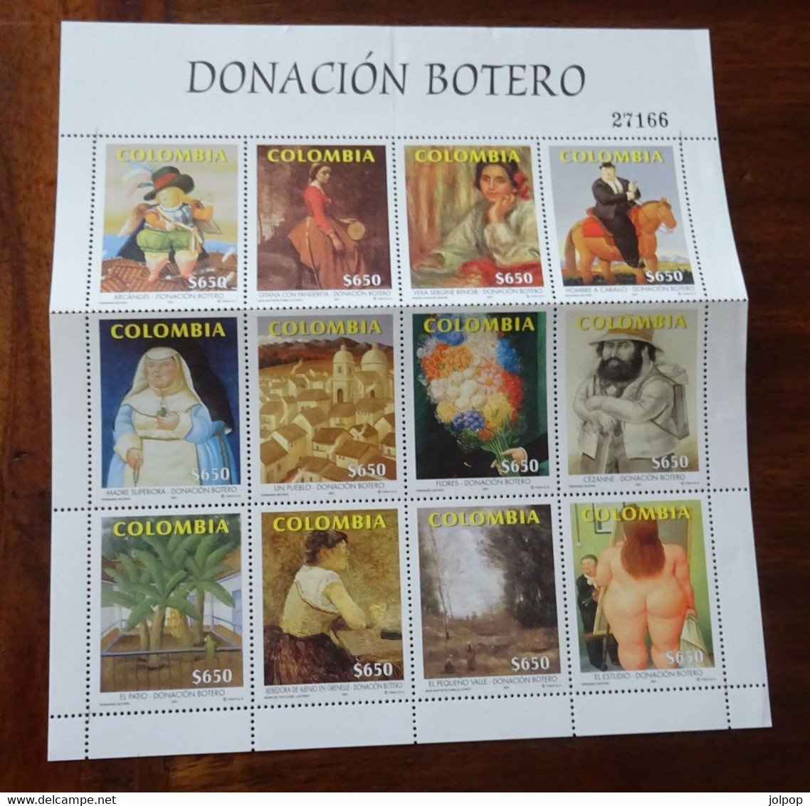 &168A& COLOMBIA MICHEL 2155/2166, YVERT 1137/1148 MNH**. BOTERO, PAINTING, TABLEAUX. - Kolumbien