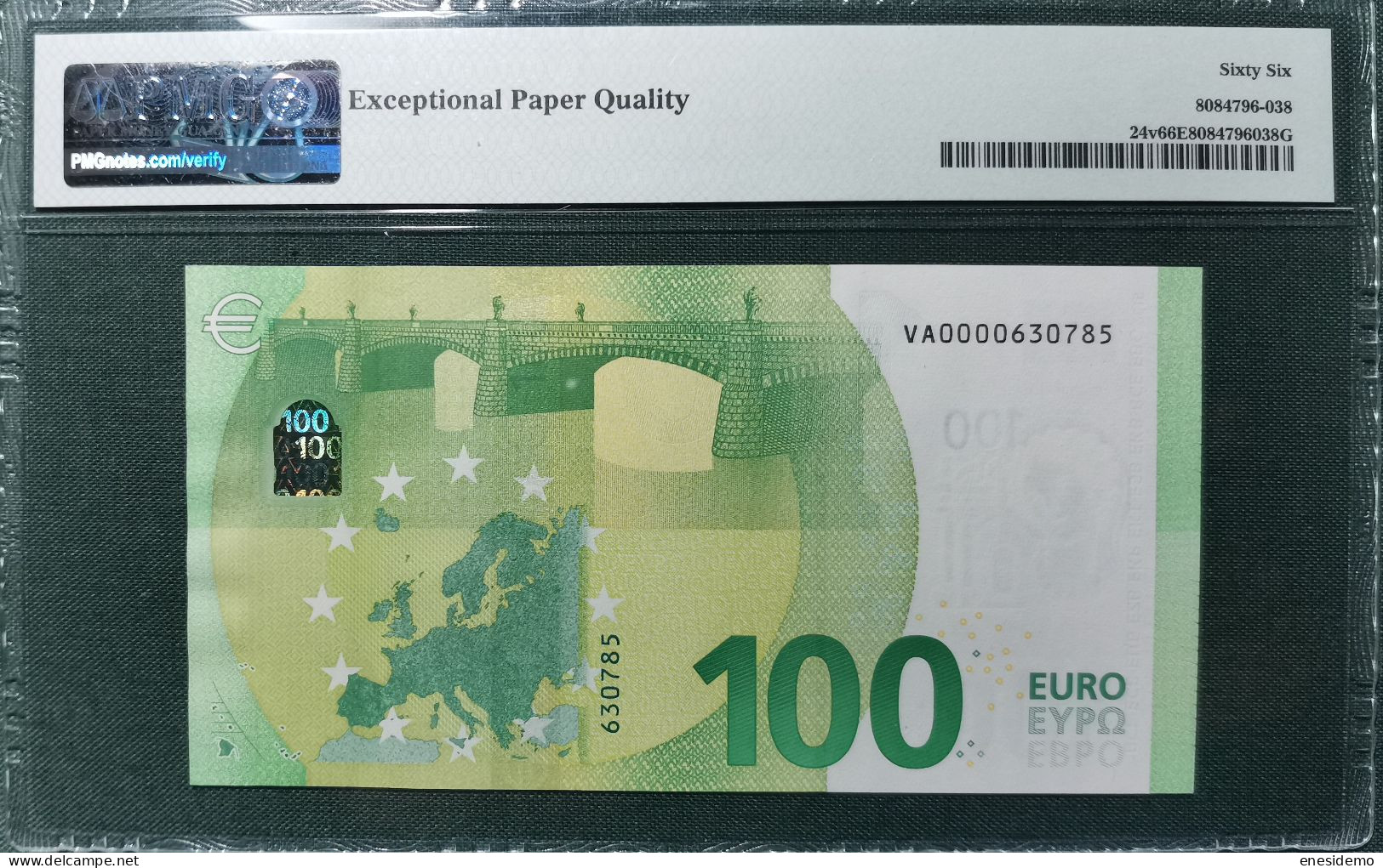 100 EURO SPAIN 2019 DRAGHI V001A5 VA0000 PMG 66 RARE VERY LOW SERIAL NUMBER SC FDS UNCIRCULATED PERFECT - 100 Euro