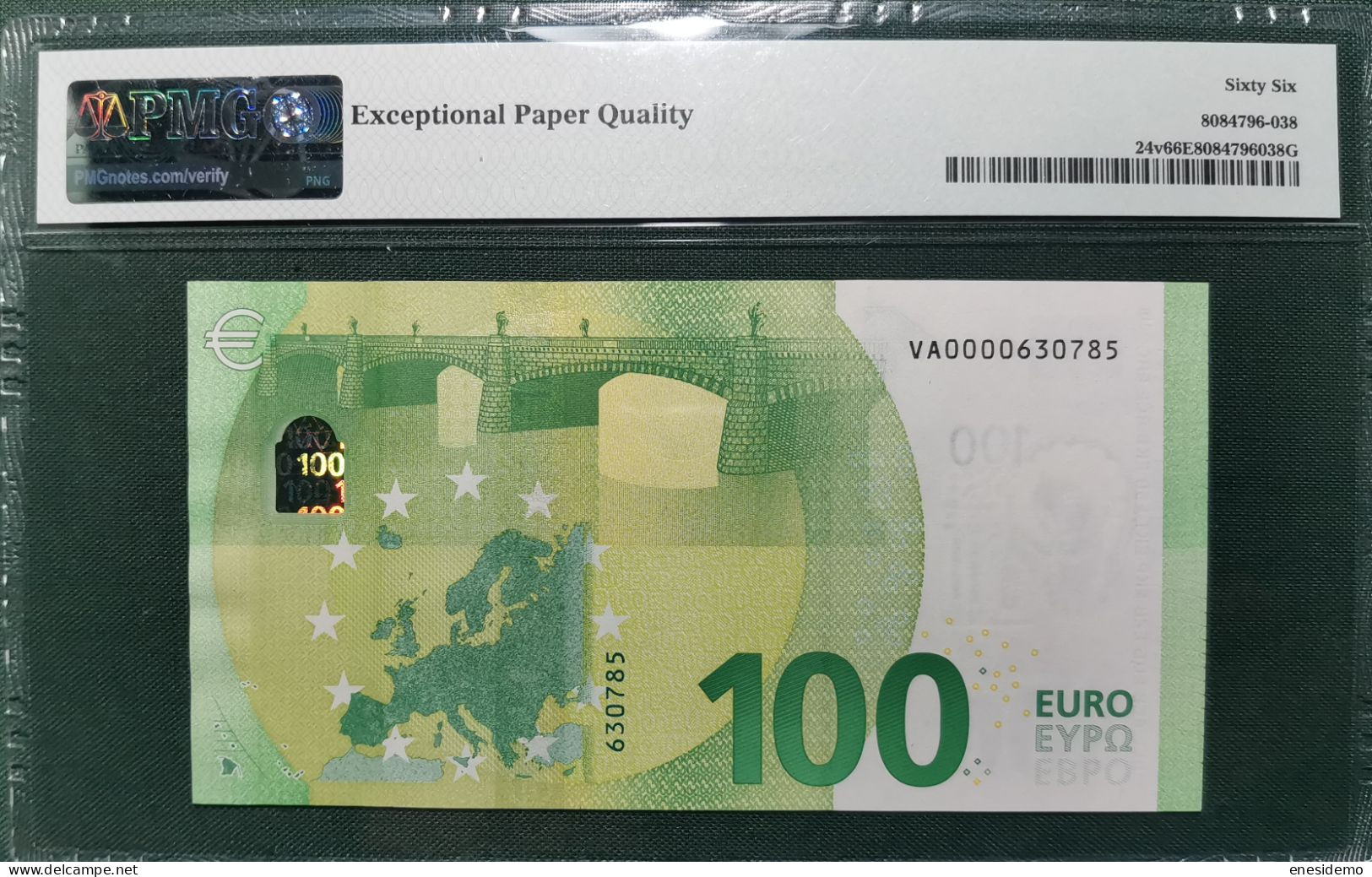 100 EURO SPAIN 2019 DRAGHI V001A5 VA0000 PMG 66 RARE VERY LOW SERIAL NUMBER SC FDS UNCIRCULATED PERFECT