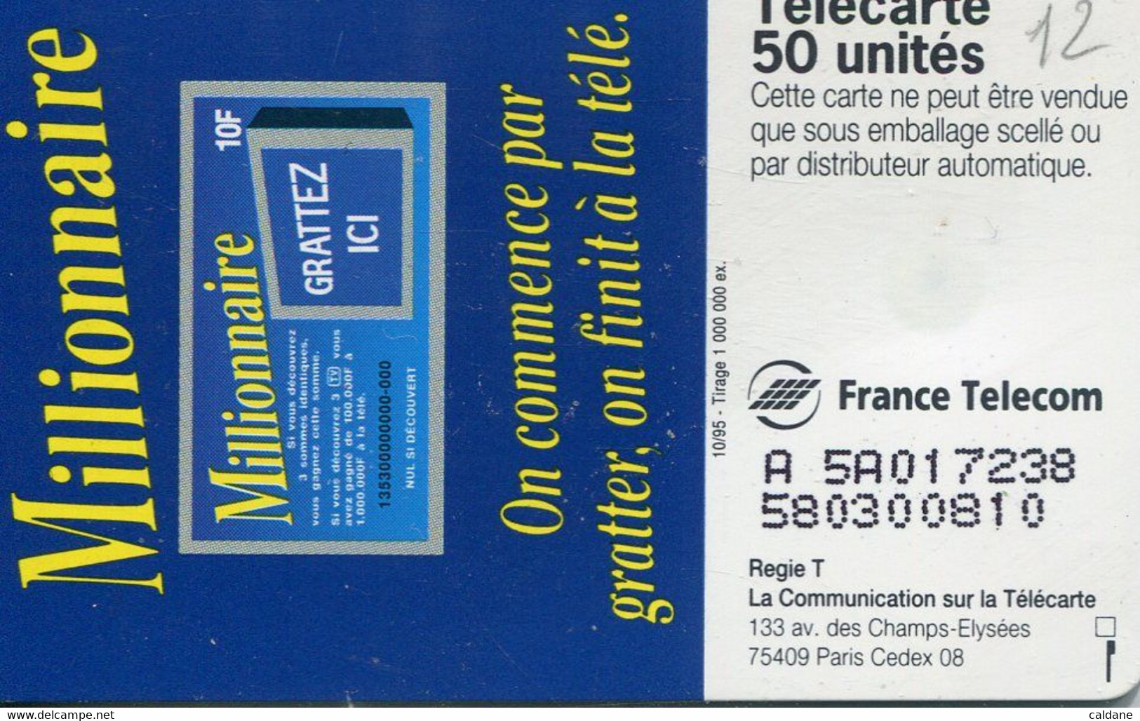 TELECARTE  France Telecom  50  UNITES.      1.500.000.  EX. - Opérateurs Télécom