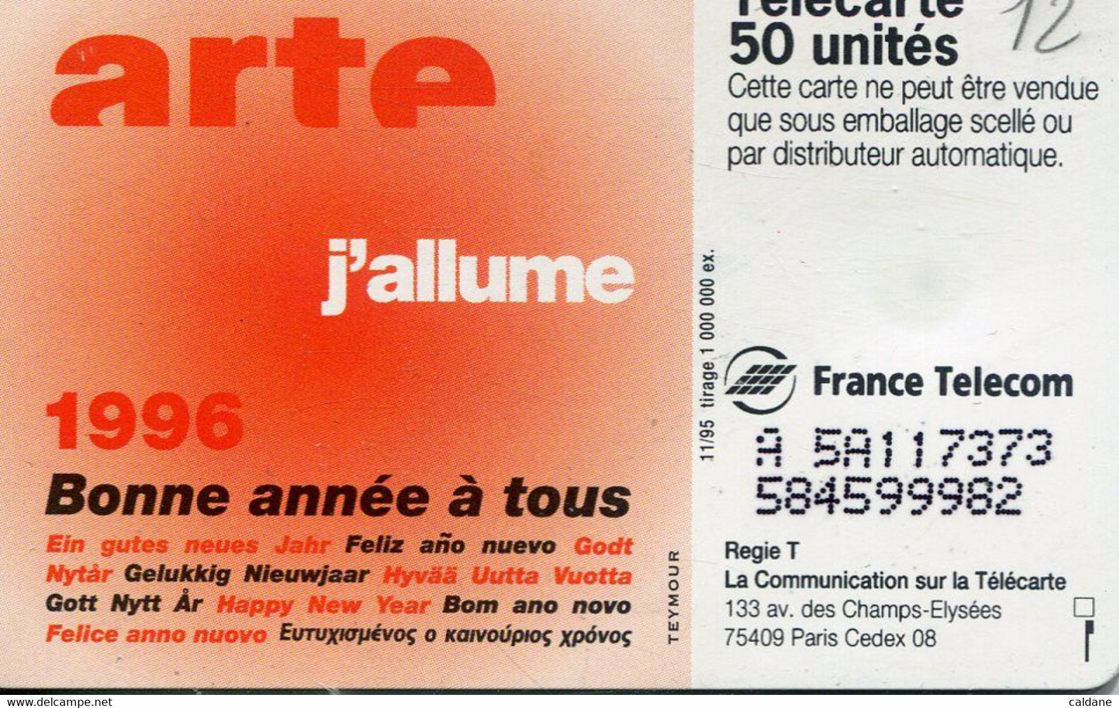 TELECARTE  France Telecom  50  UNITES.      1.000.000.  EX. - Telecom