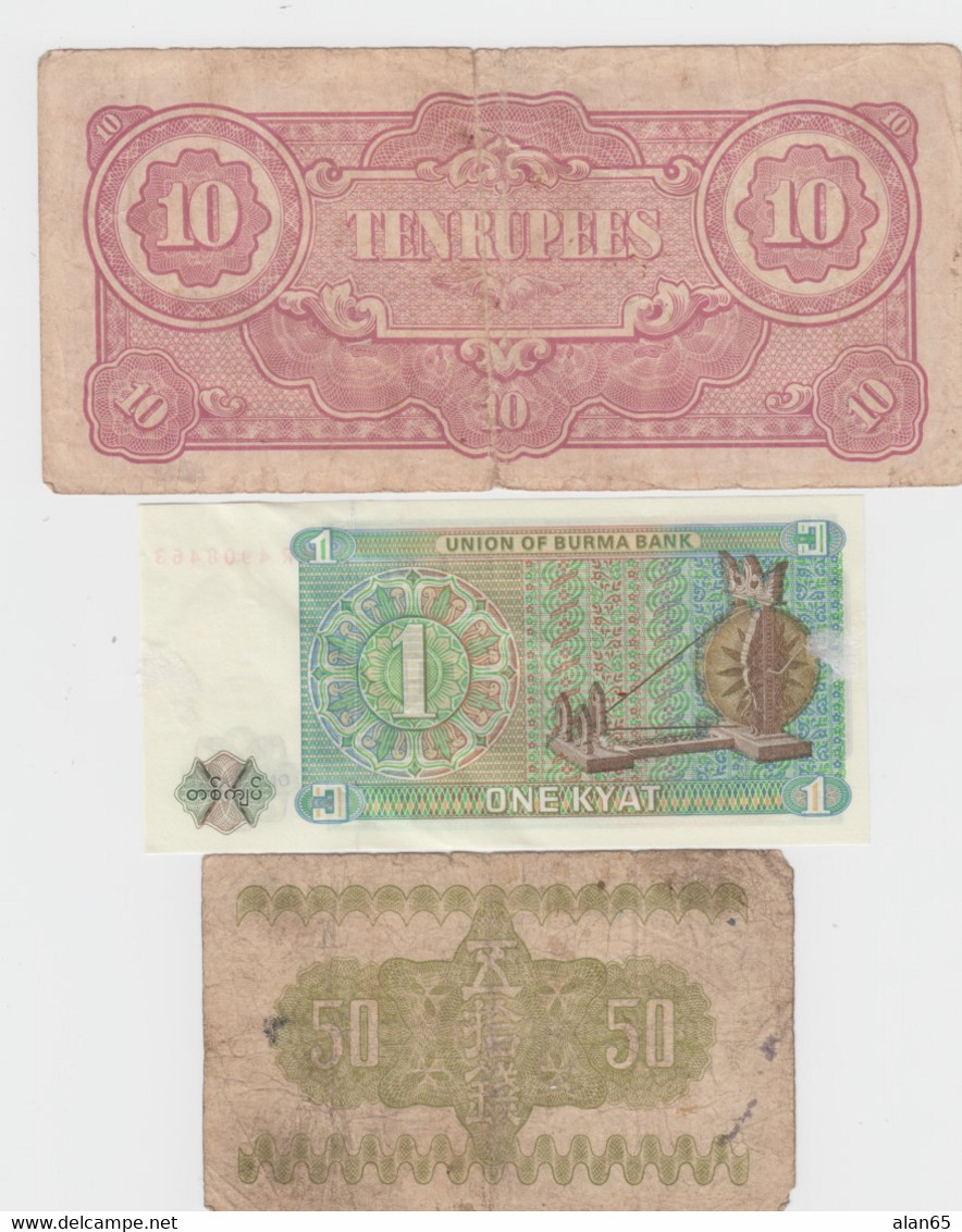 Lot Of 5 Different Asia Banknotes, Burma Japan Occupation, Burma, Indonesia, Japan And Philippines - Lots & Kiloware - Banknotes